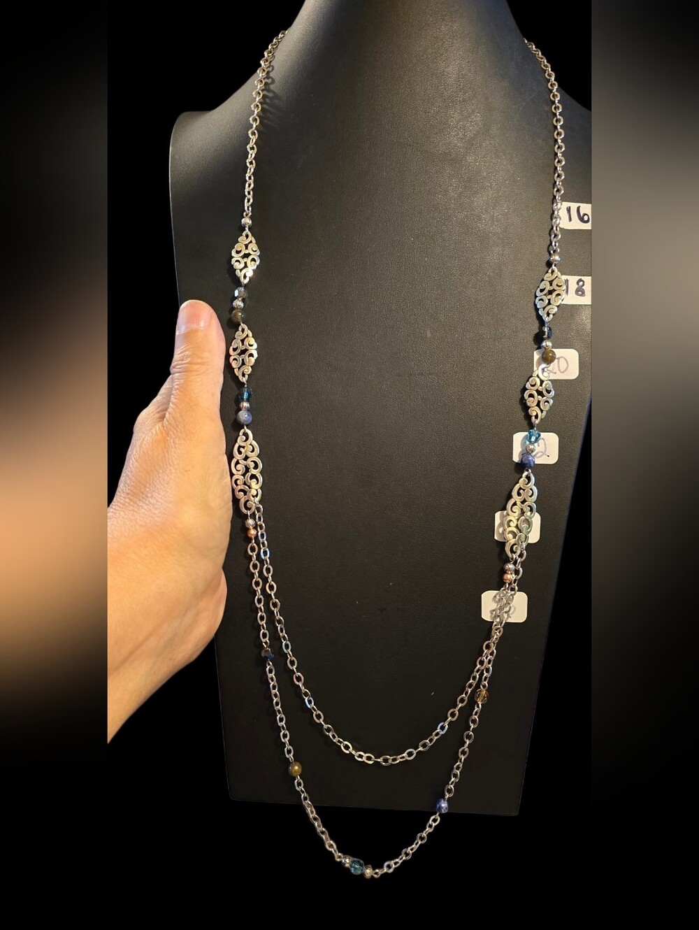 Brighton Barbados Nuvola Long Beaded Silver Necklace